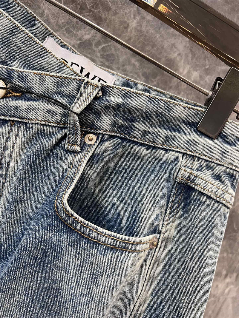 L0ew* offset waistband denim trousers replica clothes