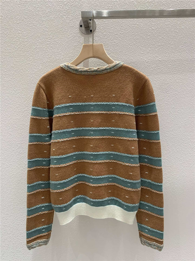Ce1i*e striped crewneck cardigan brown/blue