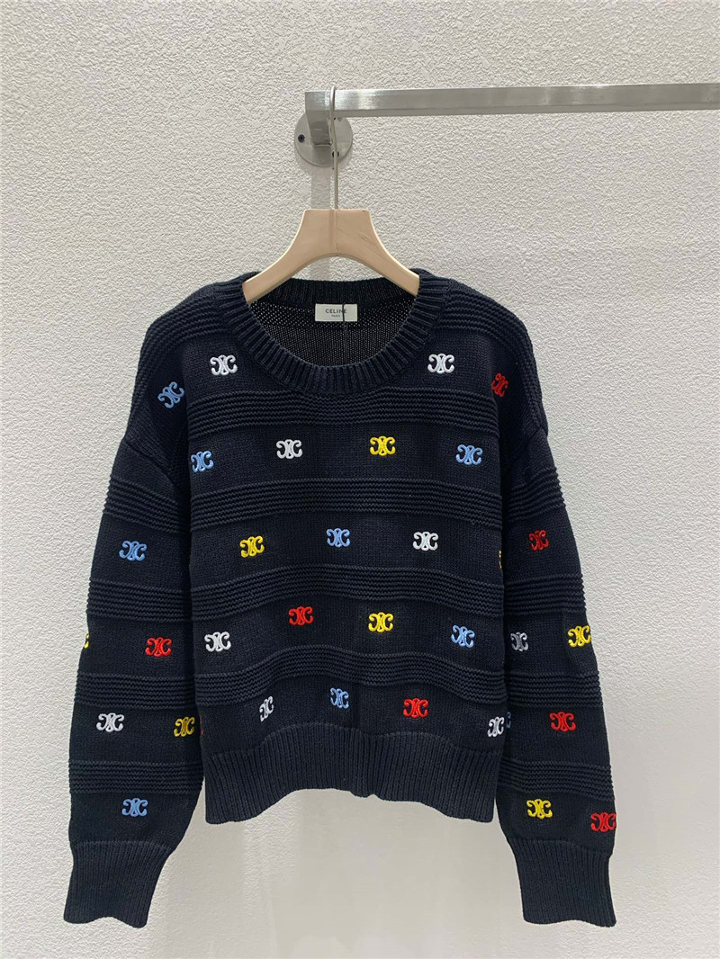 Ce1i*e multicolor triomphe knit sweater in black