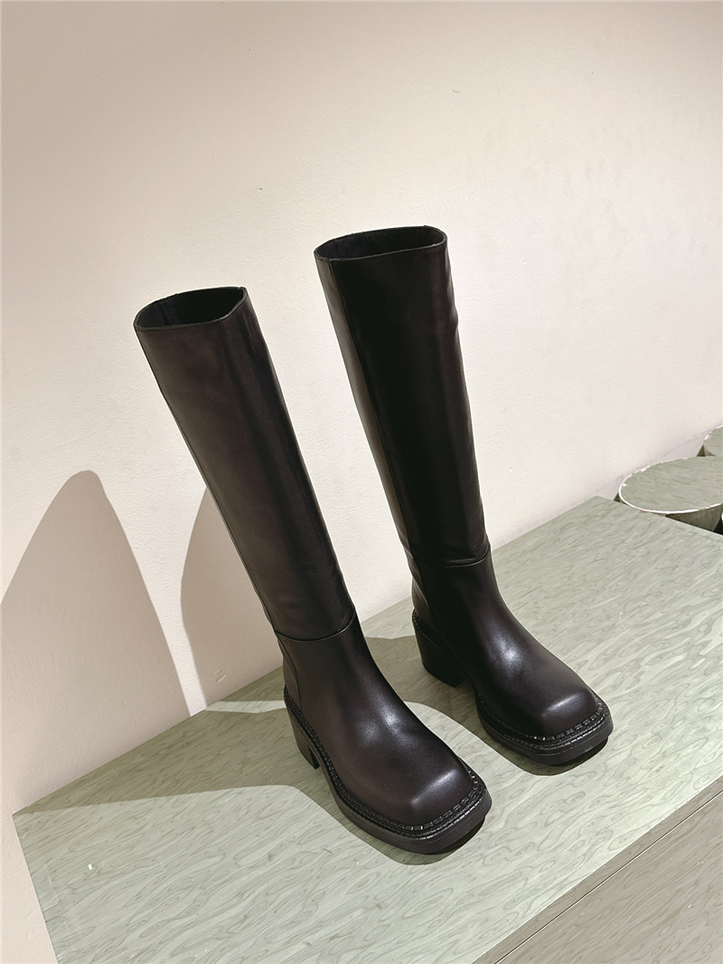 Pra*a phenix black leather knee-high boots