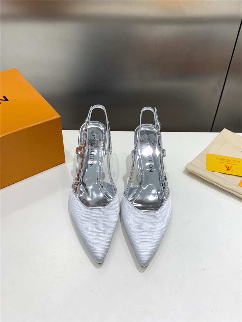 l0vis Vvtt0n blossom slingback pumps silver embroidered