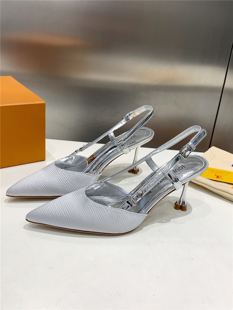 l0vis Vvtt0n blossom slingback pumps silver embroidered