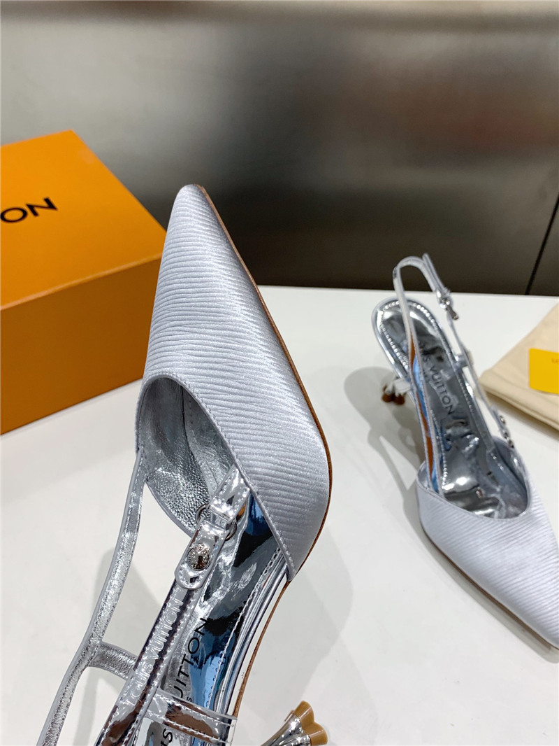 l0vis Vvtt0n blossom slingback pumps silver embroidered