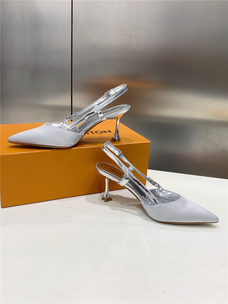 l0vis Vvtt0n blossom slingback pumps silver embroidered