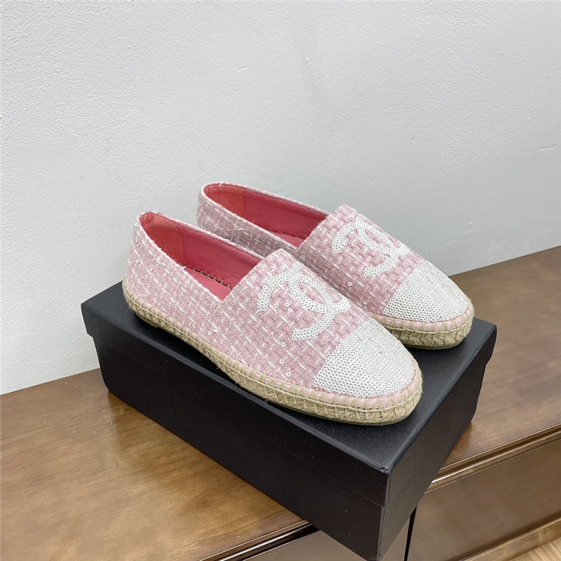 Ch**el espadrilles in pink/white tweed with sequins