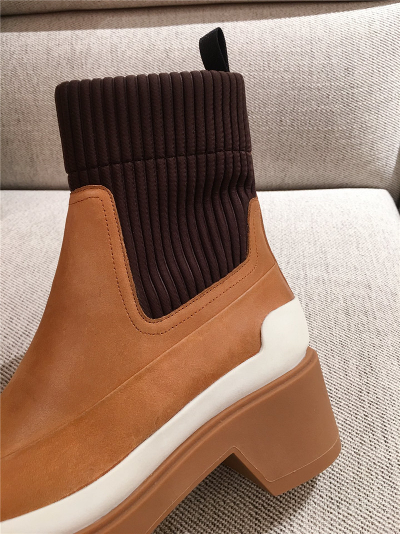 H**me5 brown calfskin platform ankle boots
