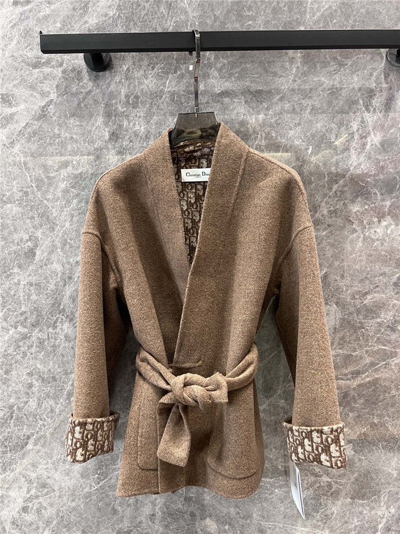 D10r short lace-up wool coat replica clothing sites