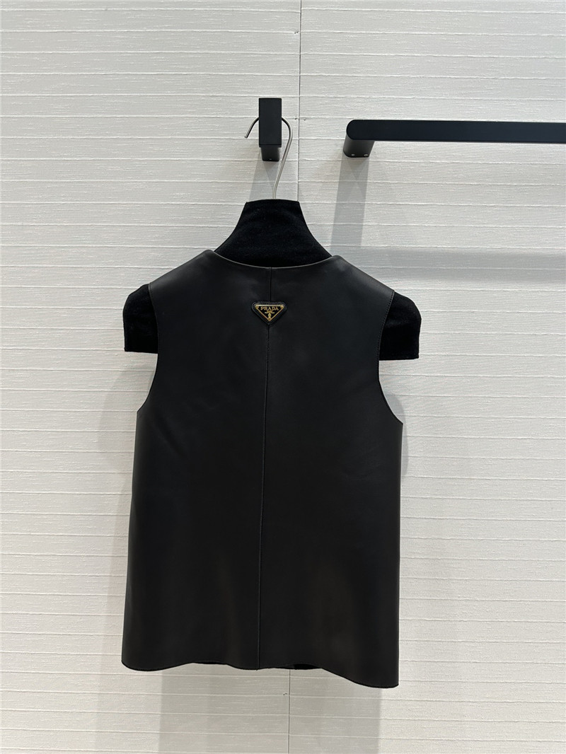 Pra*a leather vest small jacket replica d&g clothing