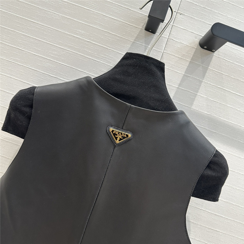 Pra*a leather vest small jacket replica d&g clothing