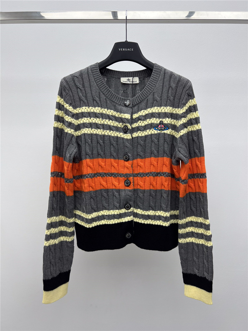 u1u1enne westwood multicolor stripe cable cardigan