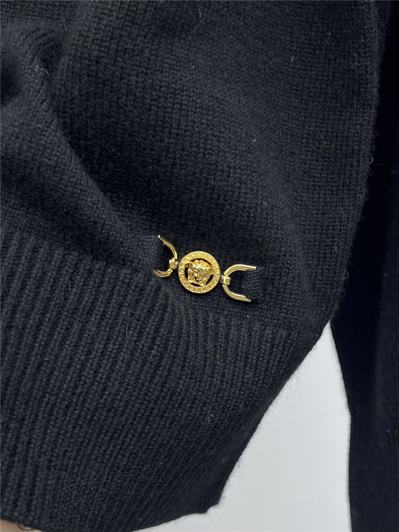 Versace Cashmere-Blend Boxy Sweater in Black