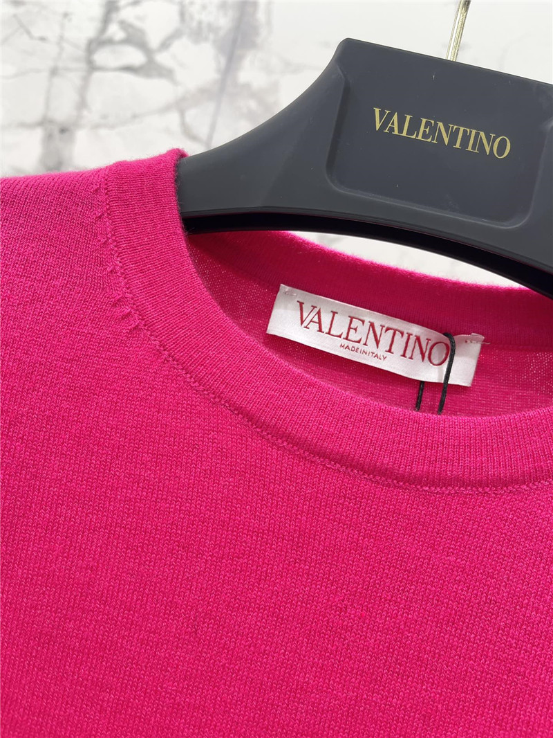 Va1e*ntin0 ruffled viscose and wool sweater in fuchsia