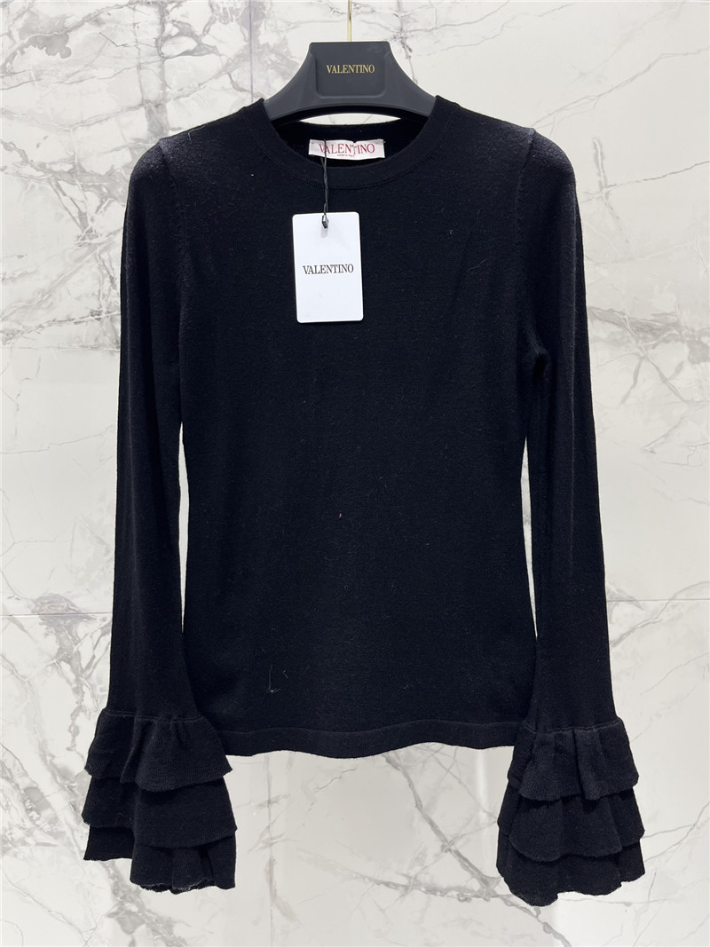 Va1e*ntin0 ruffled viscose and wool sweater black