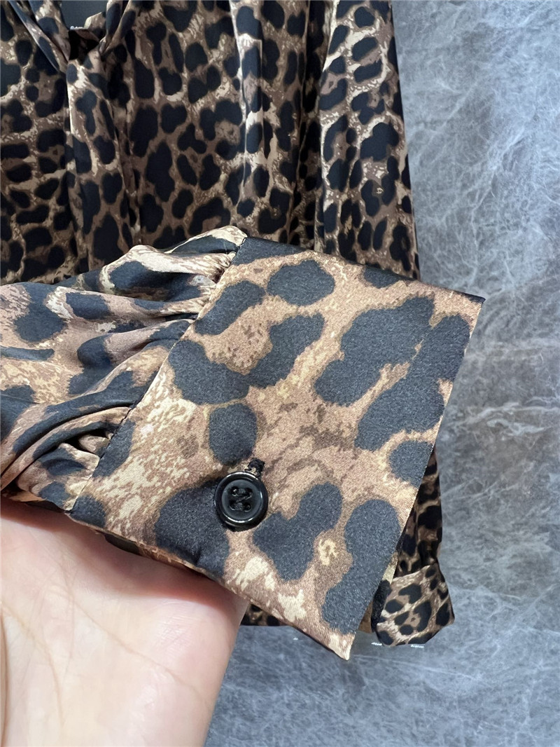 Y51 leopard print ribbon long-sleeved shirt replicas clothes