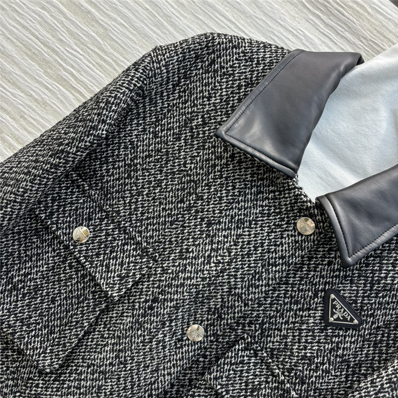 Pra*a patchwork wool coat replica designer clothes