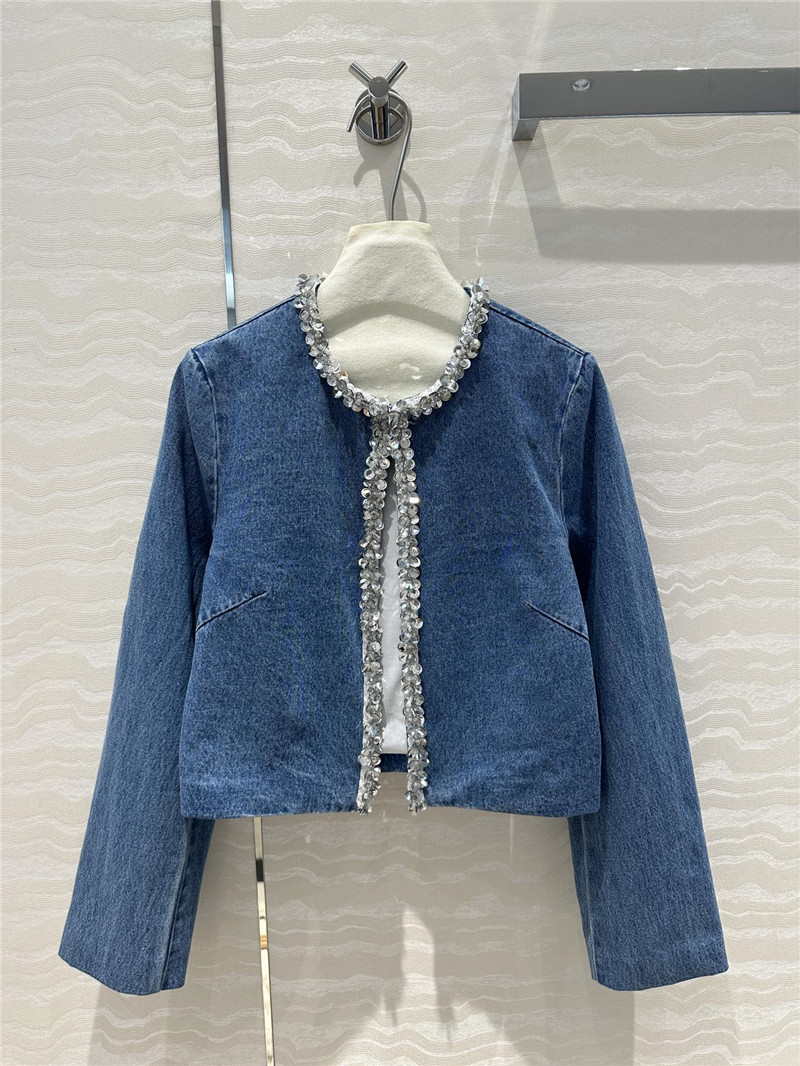 M1um1u beaded denim jacket replica designer clothes