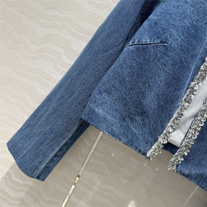 M1um1u beaded denim jacket replica designer clothes