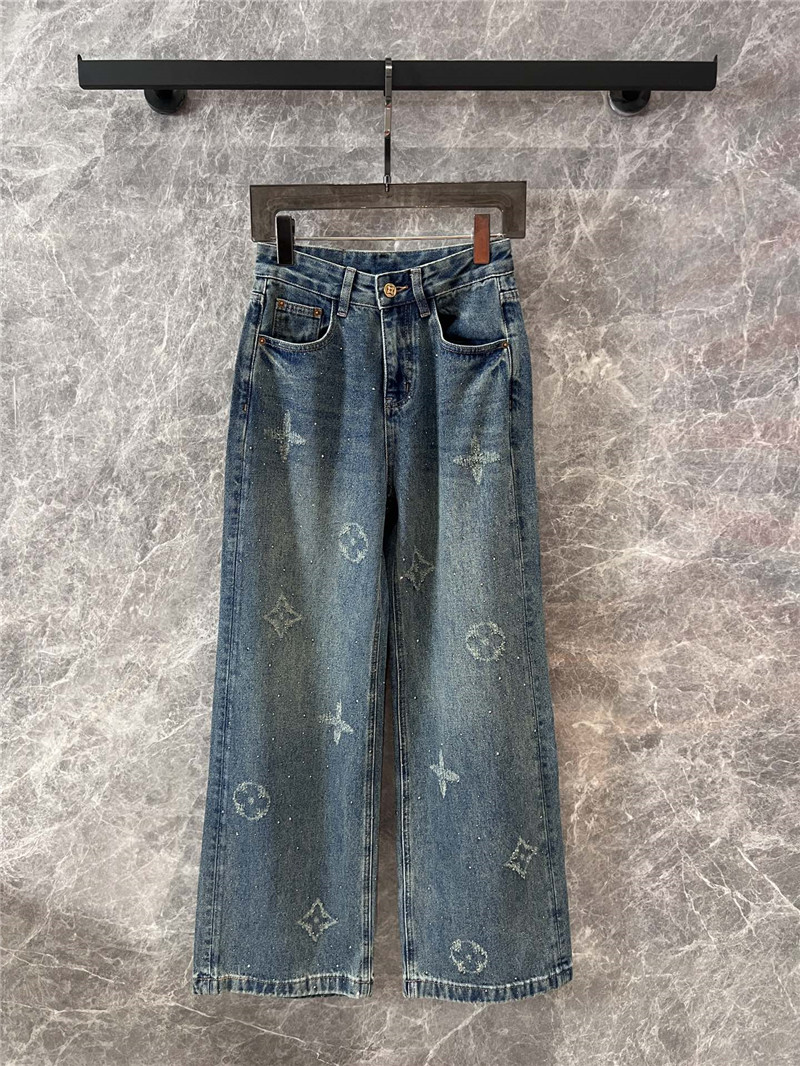 l0vis Vvtt0n lv rhinestone denim trousers replica clothes