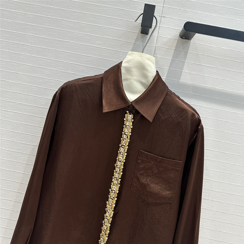 pra*a beaded D1am0nd collar shirt replica designer clothes