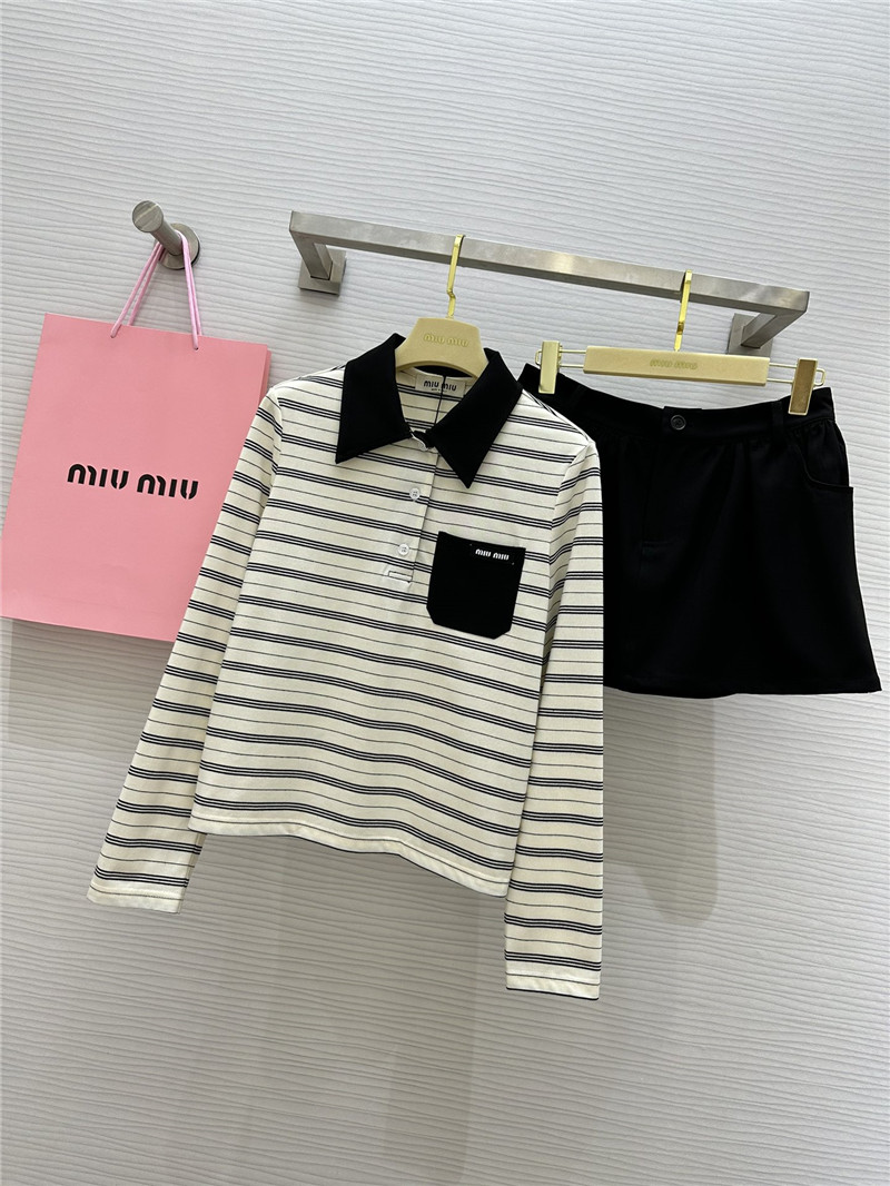 M1um1u striped polo long-sleeved suit replicas clothes