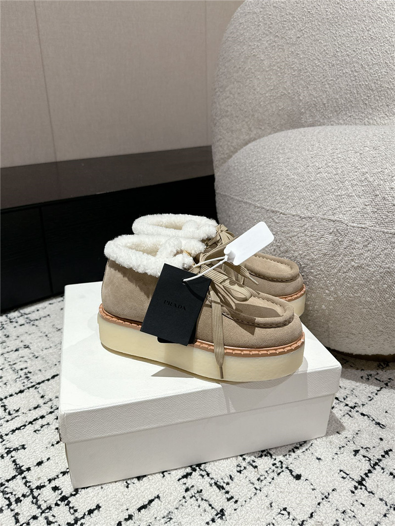 Pra*a winter suede shearling platform ankle boots