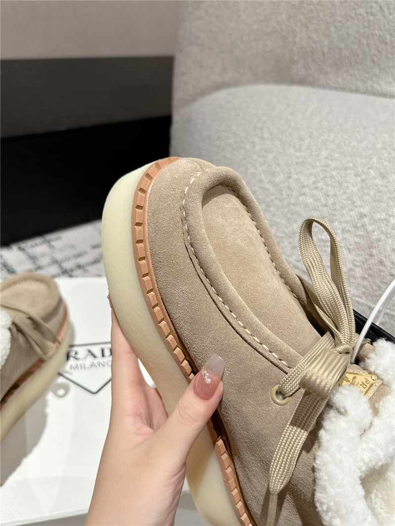 Pra*a winter suede shearling platform ankle boots