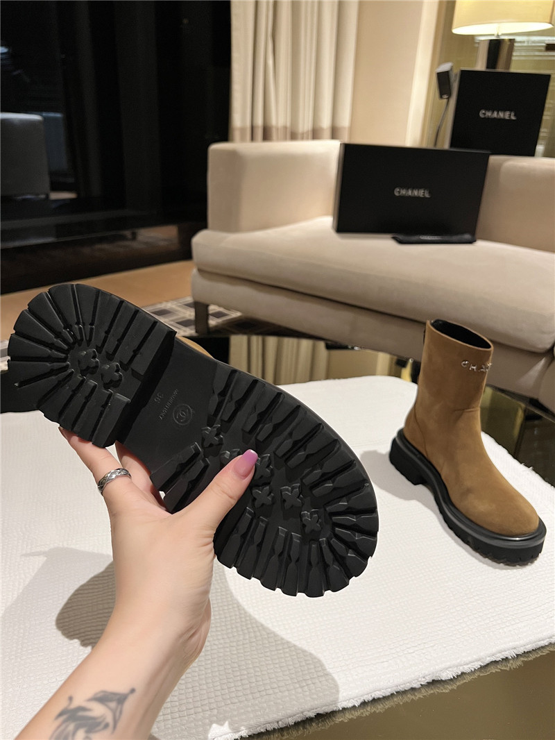 Ch**el women’s brown suede knight martin boots