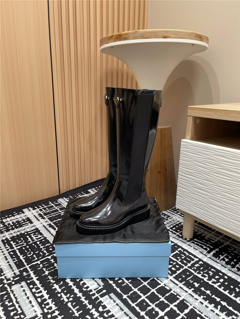 Pra*a patent leather chelsea knee-high boots
