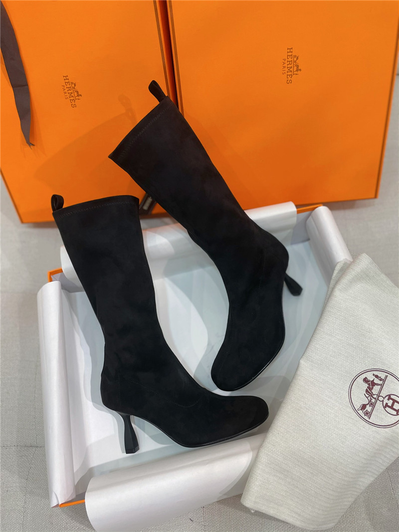 H**me5 women’s black suede mid calf boots