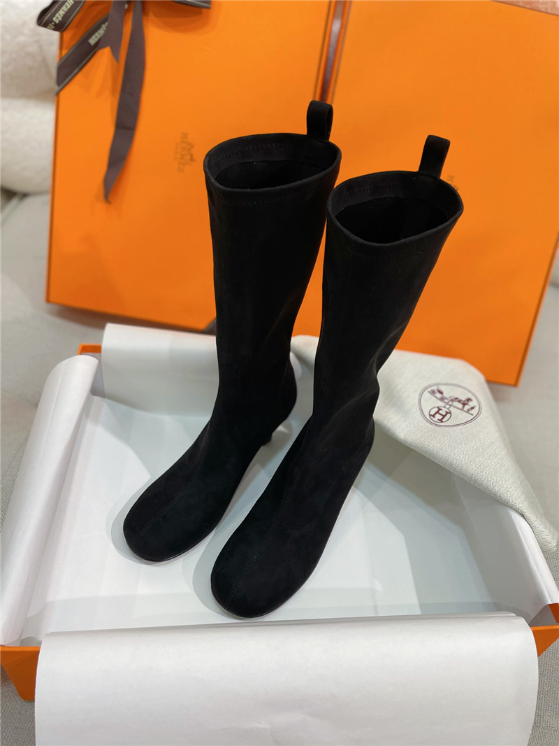 H**me5 women’s black suede mid calf boots