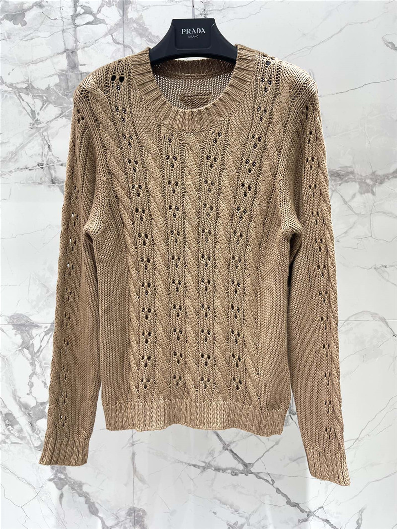 Pra*a open-knit pointelle sweater beige