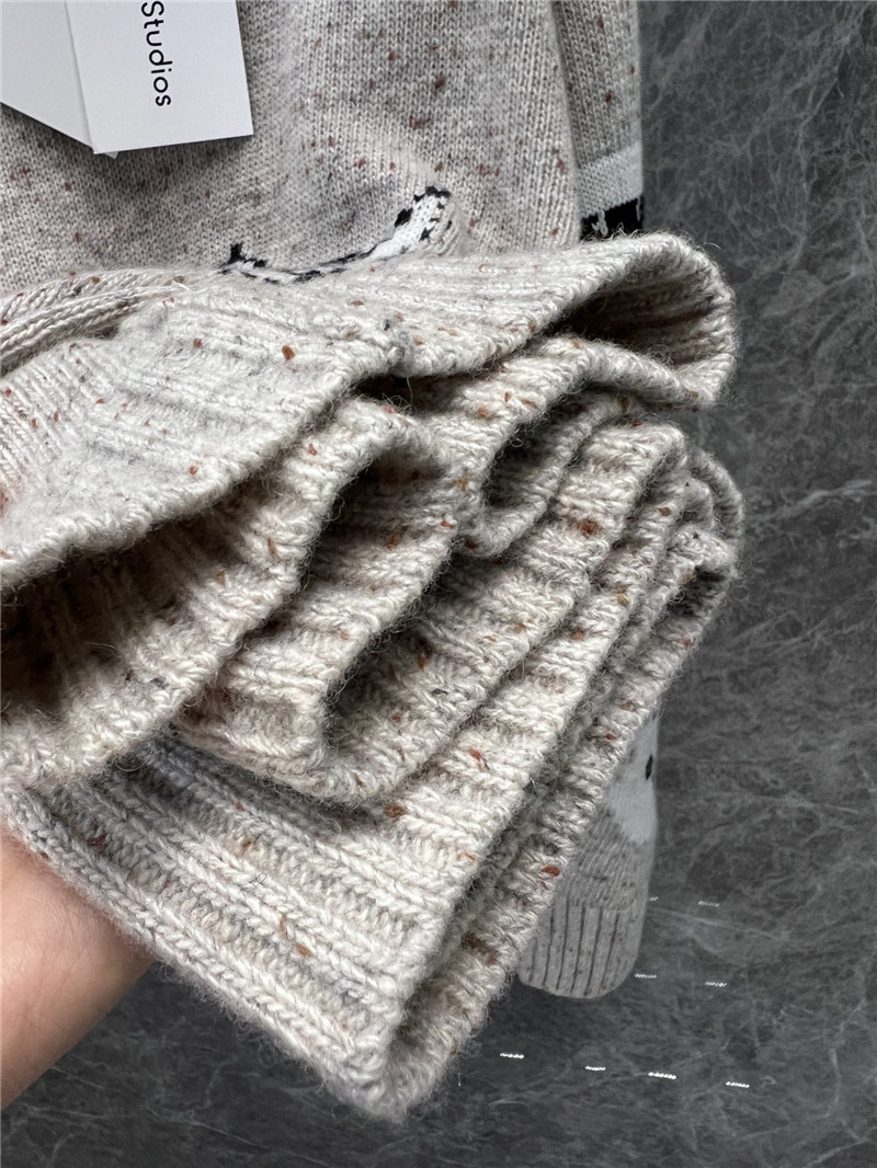 Acne Studios Cat Intarsia Knit Sweater Neutrals