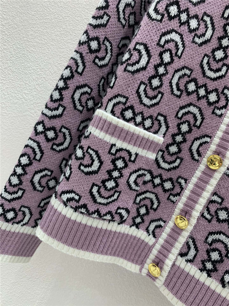 Gvc*1 crewneck oblique cardigan pink/black