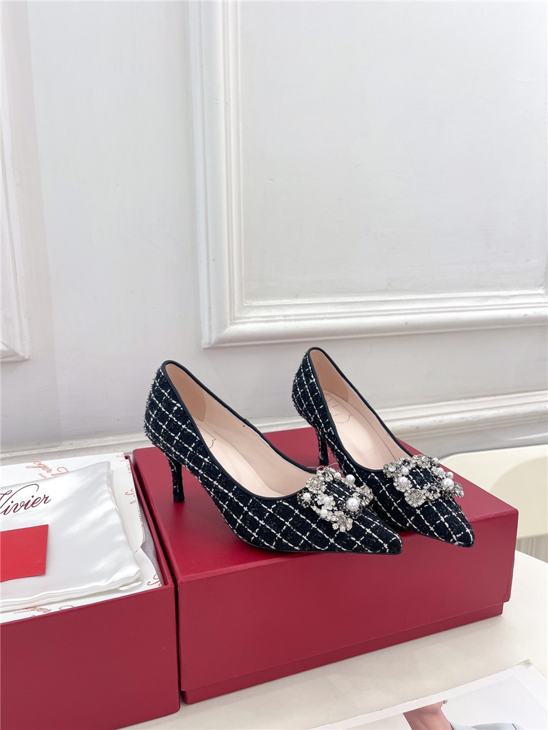 roger u1u1er efflorescence pumps 35mm in black tweed