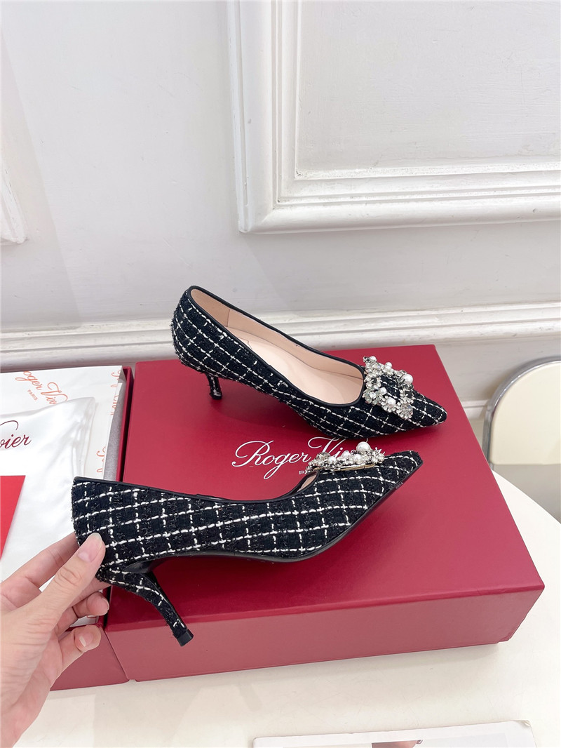 roger u1u1er efflorescence pumps 35mm in black tweed