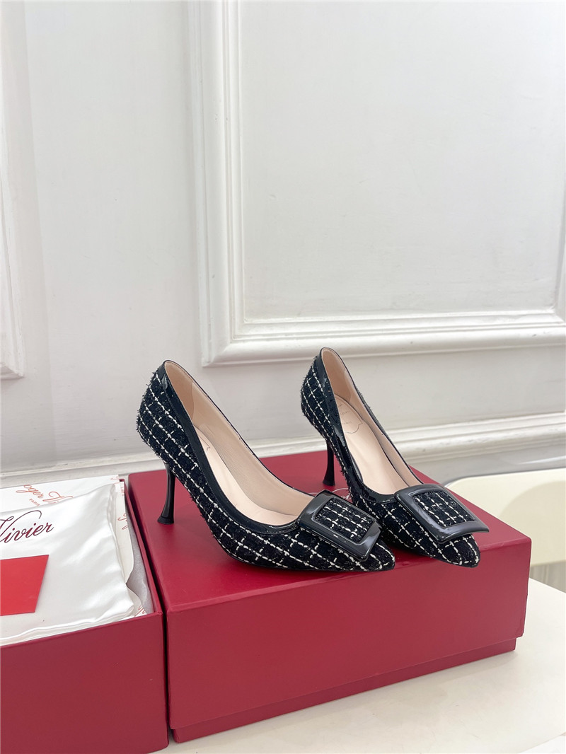 roger u1u1er viv’ in the city pumps 65mm in black tweed