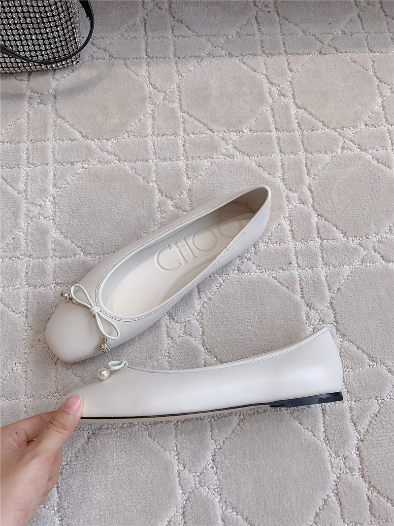 J1m*y Ch00 elme flats in latte nappa leather