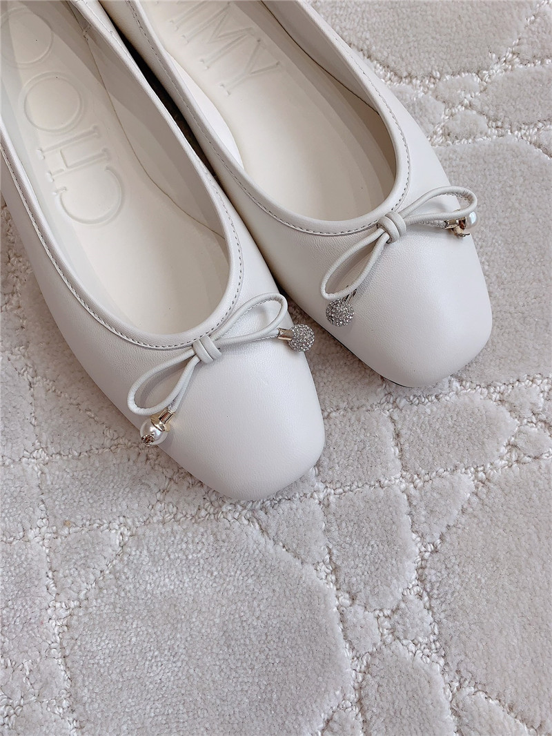J1m*y Ch00 elme flats in latte nappa leather