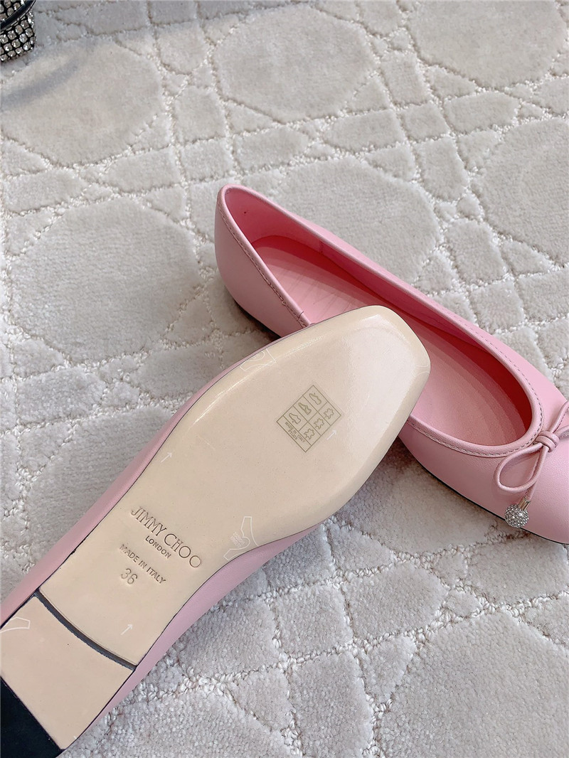 J1m*y Ch00 elme flats in rose nappa leather