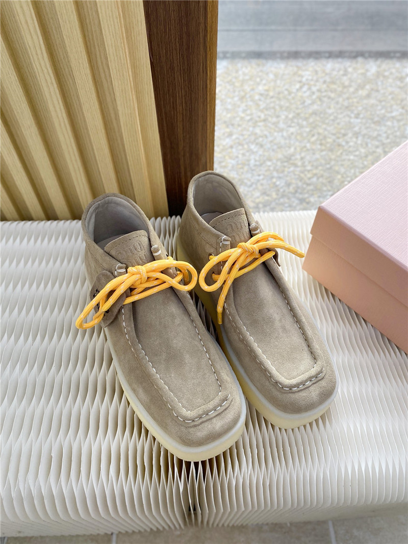 Miu Miu Suede Leather Lace-Up Loafers