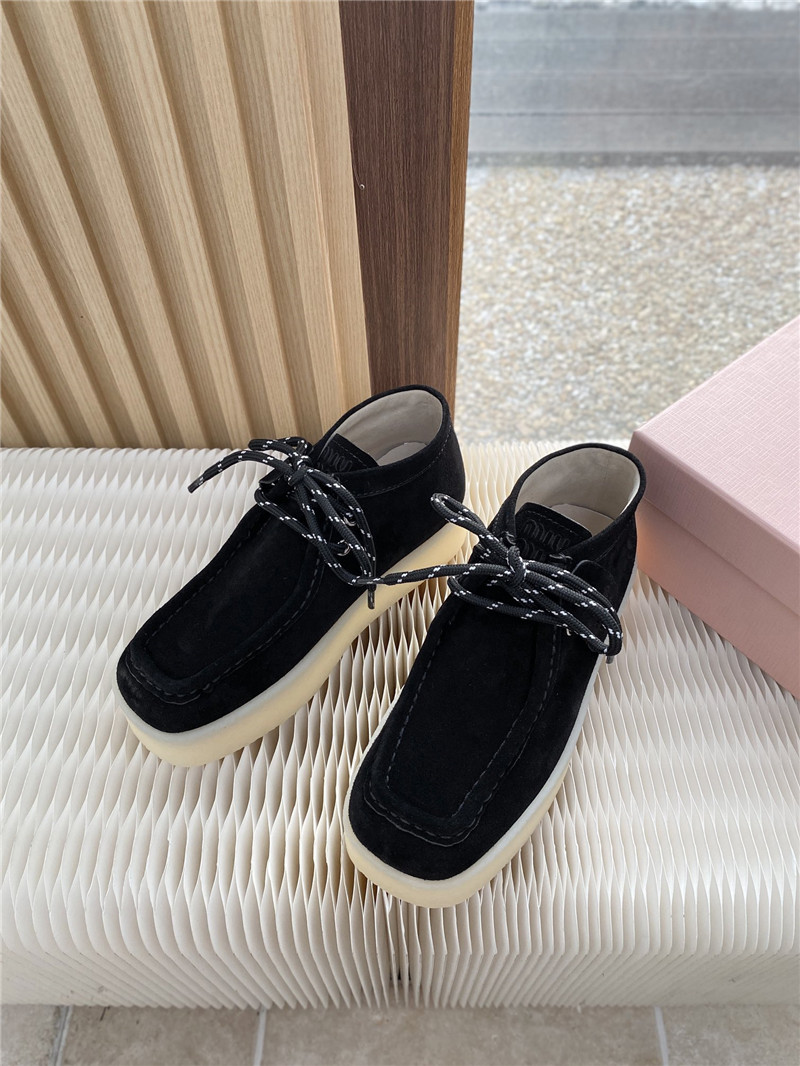 Miu Miu Suede Leather Lace-Up Sneakers