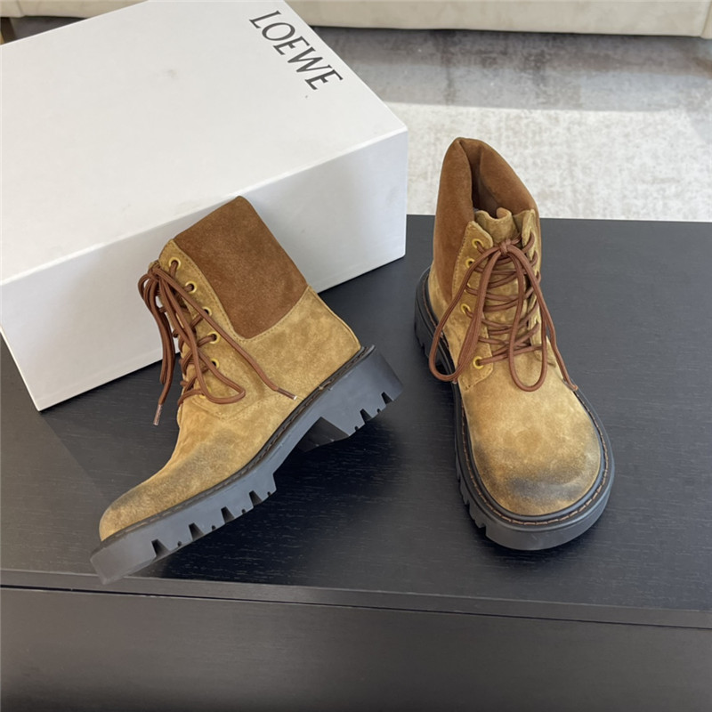 L0ew* sierra combat suede ankle boot in brown