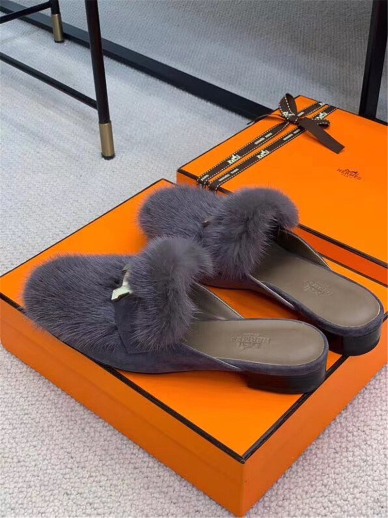 H**me5 paris loafer slippers in purple suede mink