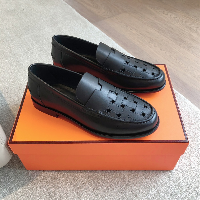H**me5 h cut-out kennedy loafer in noir calfskin