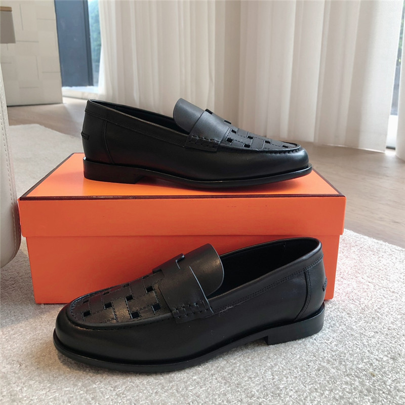 H**me5 h cut-out kennedy loafer in noir calfskin