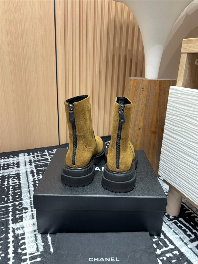Ch**el brown platform suede leather ankle boots