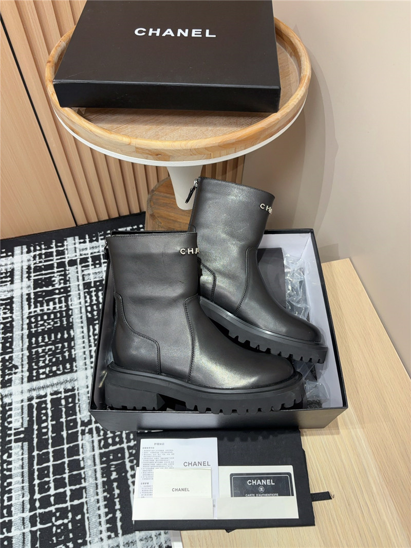 Ch**el platform calfskin ankle boots