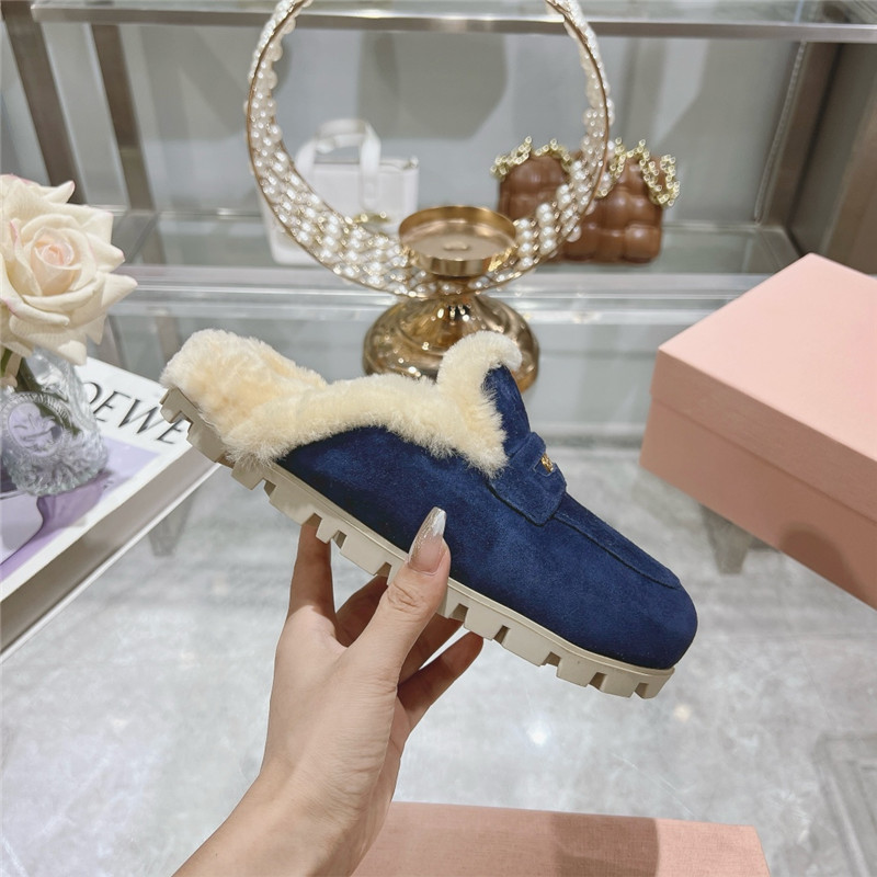 Miu Miu Blue Suede Penny Mules