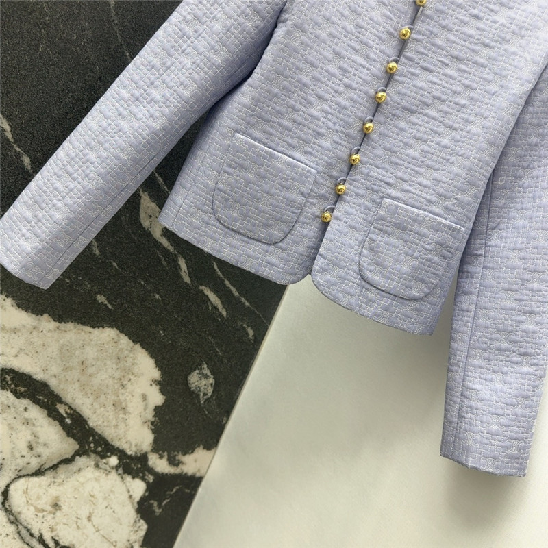 Ce1i*e blue and gold button jacquard jacket
