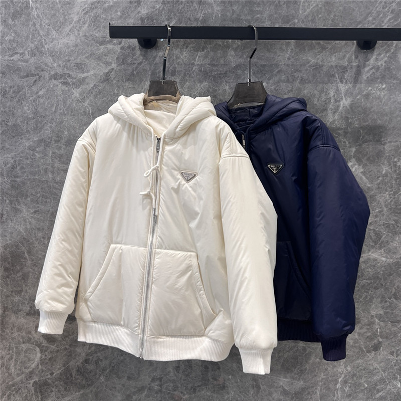 Pra*a hooded triangle logo padded jacket